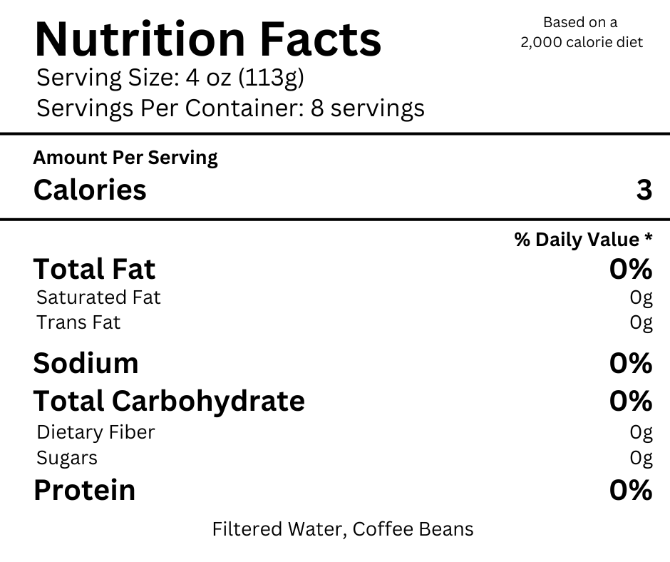 MS Cold Drip Original Coffee Concentrate Nutrition